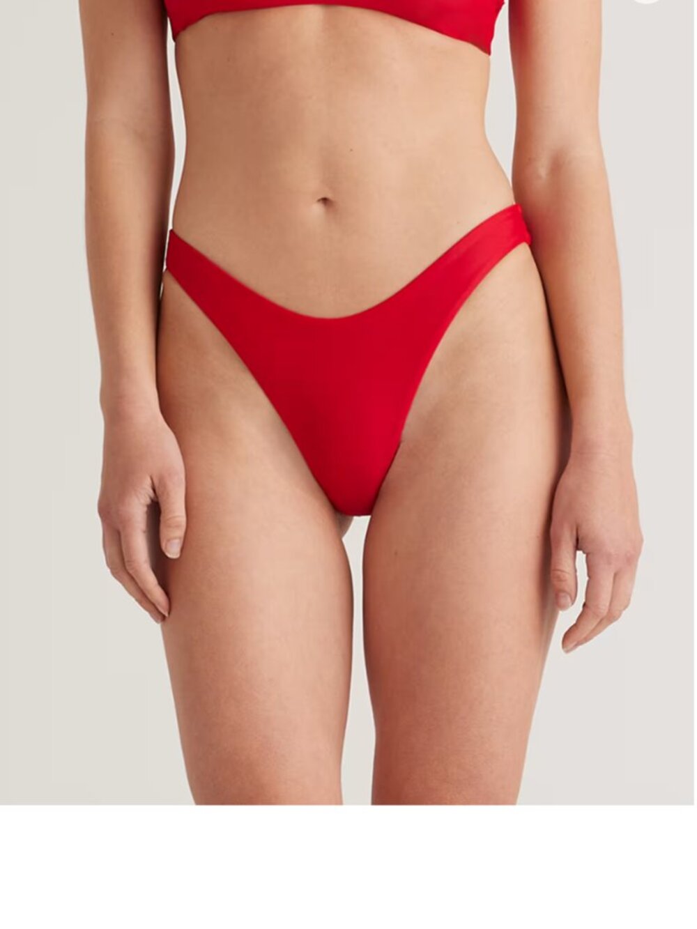 QUINCE Italian High Leg Bikini Bottom In Red Size Medium NWT